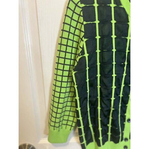 Rondina NY Knit Cardigan Size Large Green Blue Long Sleeve Crew Neck Button Up - Picture 4 of 10